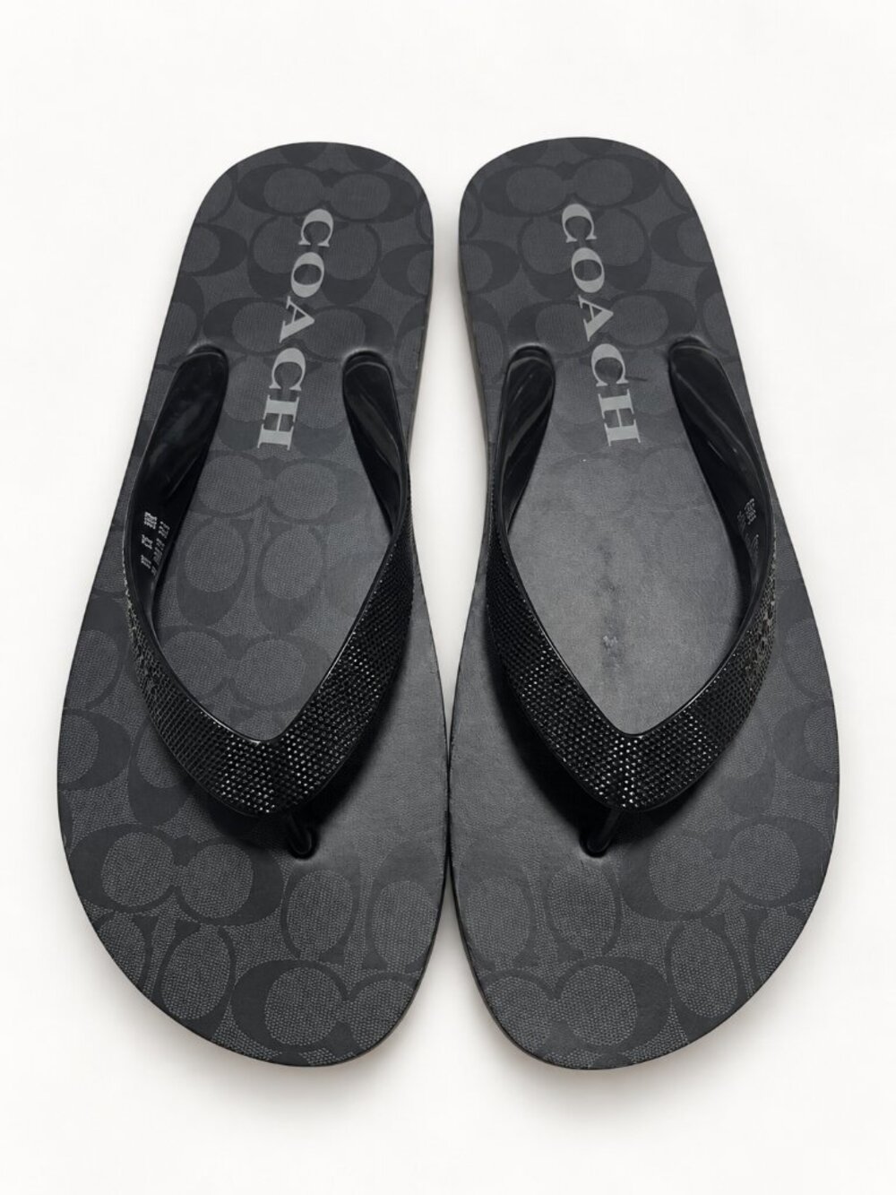 Coach Black Signature Flip Sandals